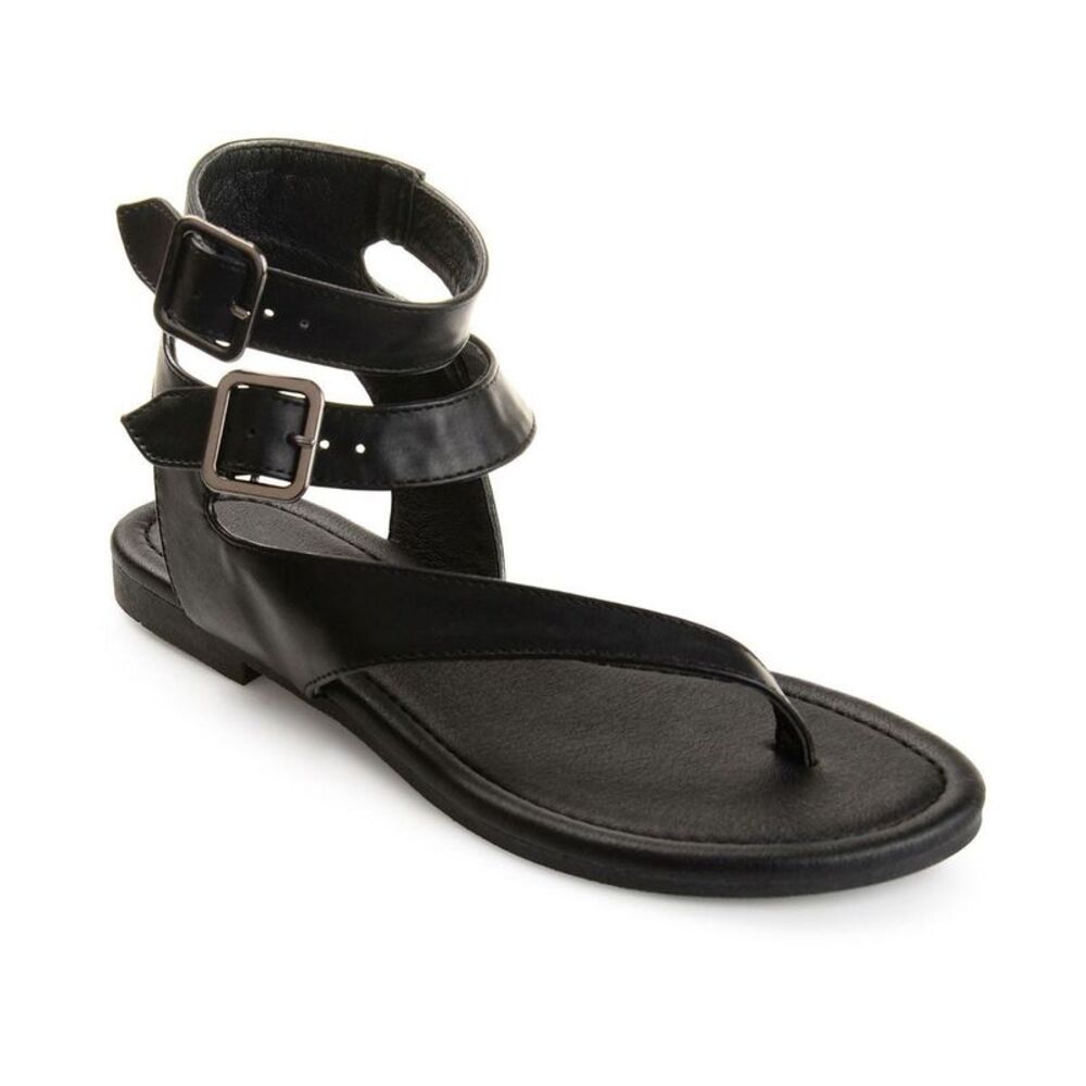 Black Double-Ankle Buckle Gladiator Sandal
